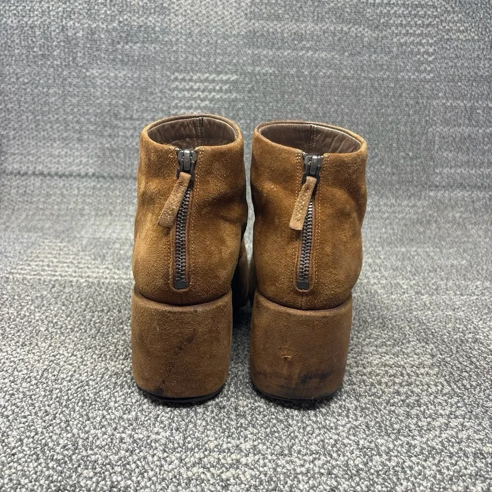 Marsell Brown Suede Platform Wedge Ankle Boots Back Zip Luxury Made Italy